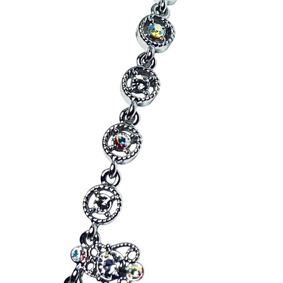 Kirks Folly Silver Tone Aurora Borealis Crystal Rhinestone Bib Necklace (5993) - Picture 7 of 12